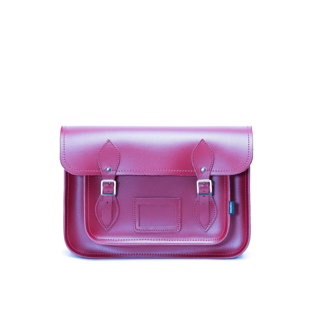 Handmade Leather Satchel in Magenta