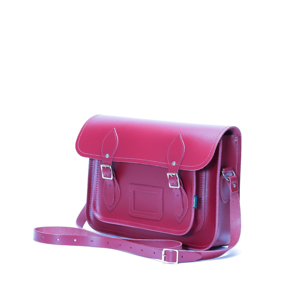 Handmade Leather Satchel in Magenta