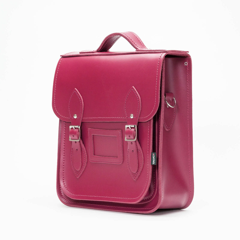 Handmade Leather City Backpack in Magenta