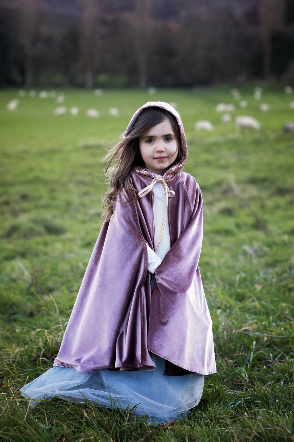 bold cosmic pearl magic cape for kids with a deep hood and shimmering velour fabric