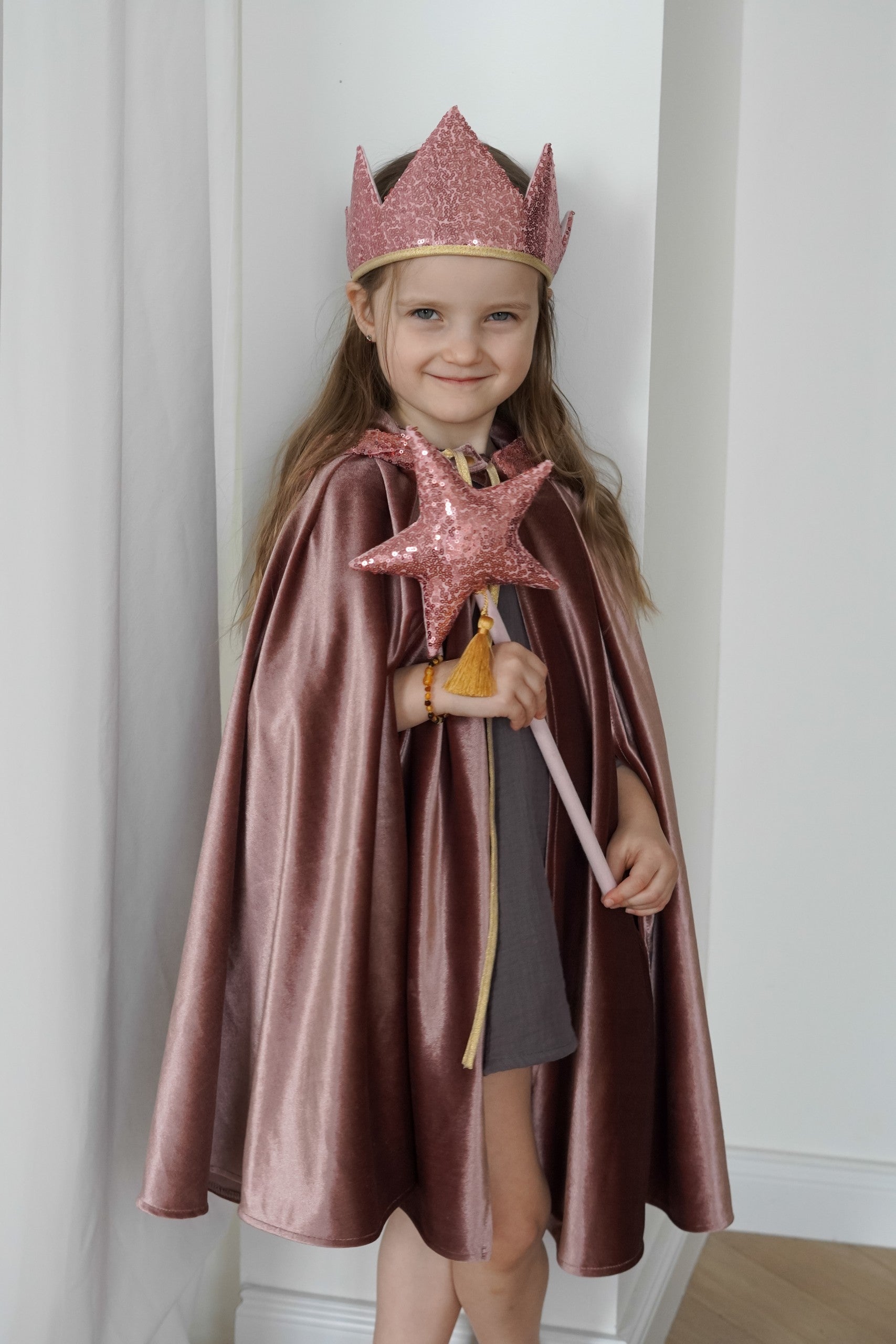 elegant cosmic pearl magic cape for kids in soft velour, a refined gift for imaginative play