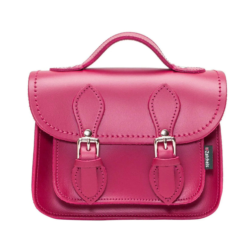 Handmade Leather Micro Satchel in Magenta