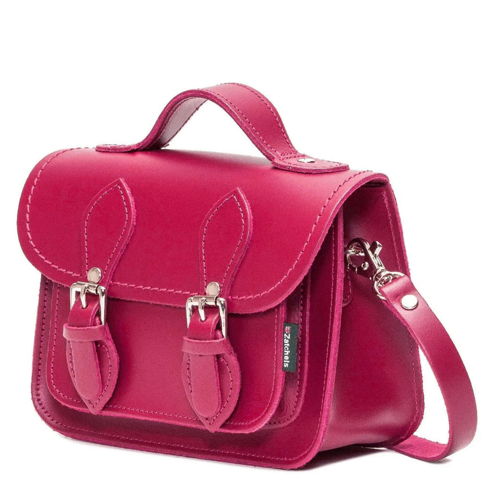 Handmade Leather Micro Satchel in Magenta
