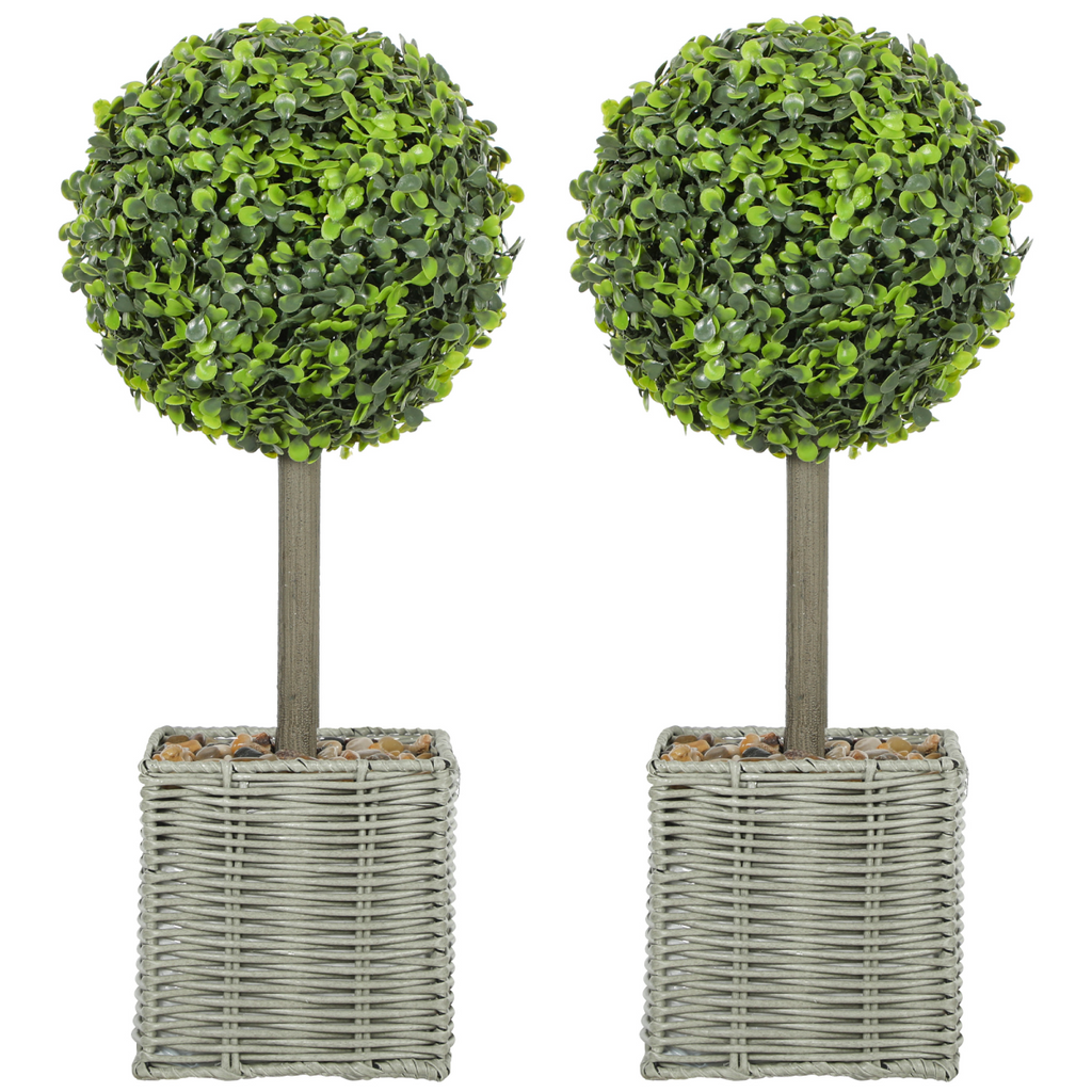 Set of 2 Artificial Boxwood Topiary Balls 50cm Green