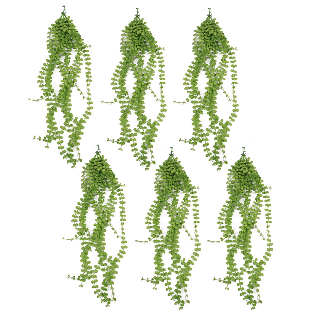 Pack of 6 Hanging UV and Fire Resistant Artificial Pearl String Plants 92cm