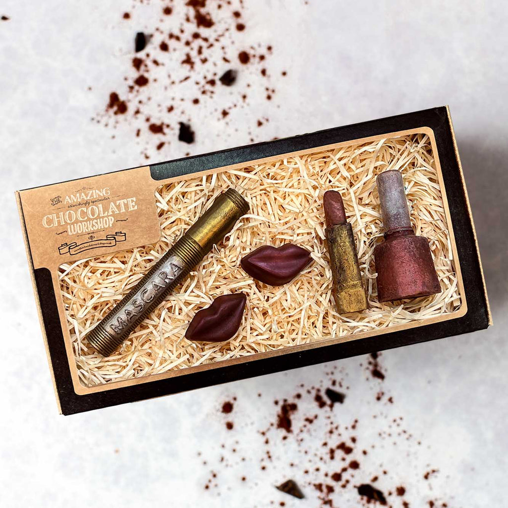 Luxury Chocolate Makeup Gift Set with Lipstick, Nail Varnish, and Mascara