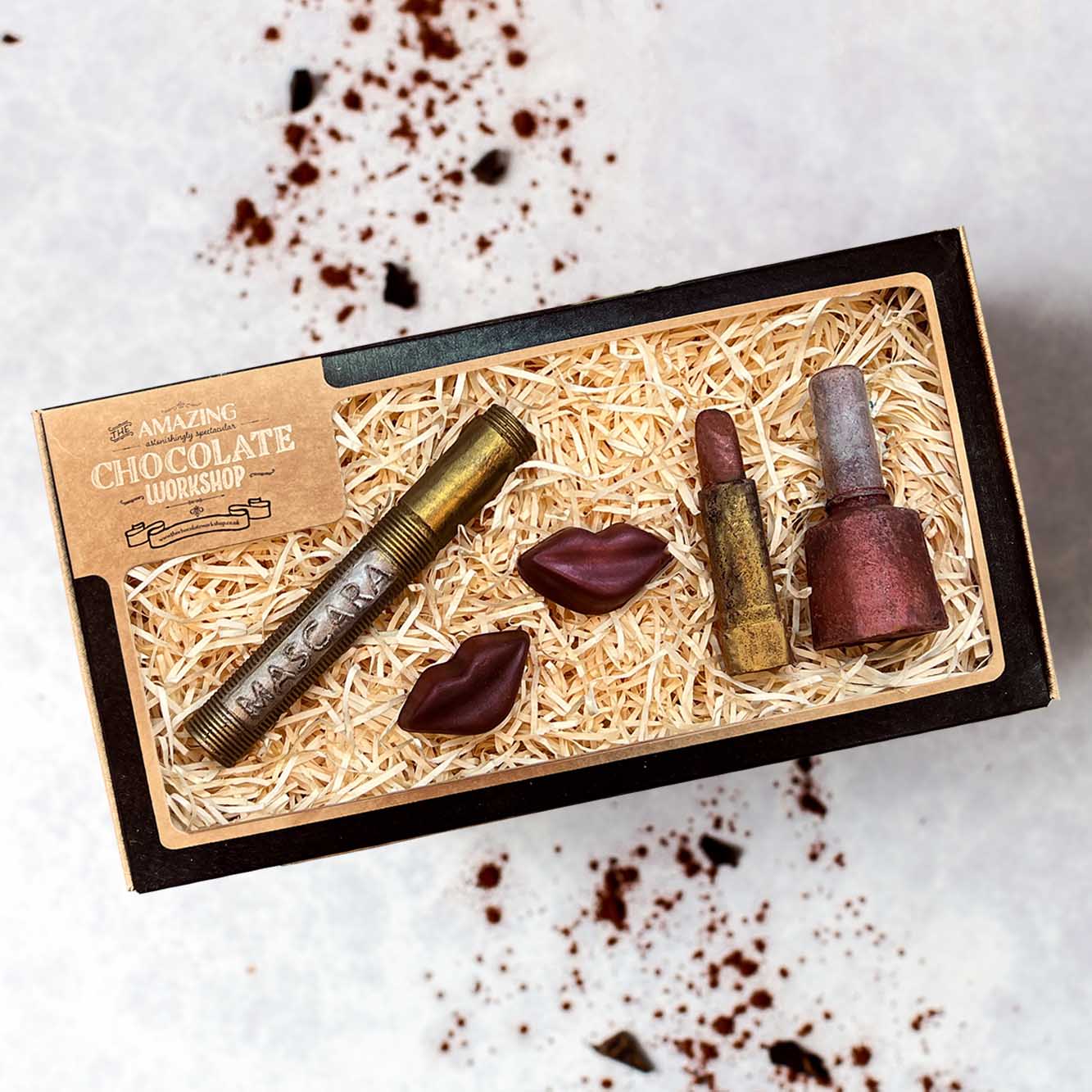 Luxury Chocolate Makeup Gift Set with Lipstick, Nail Varnish, and Mascara
