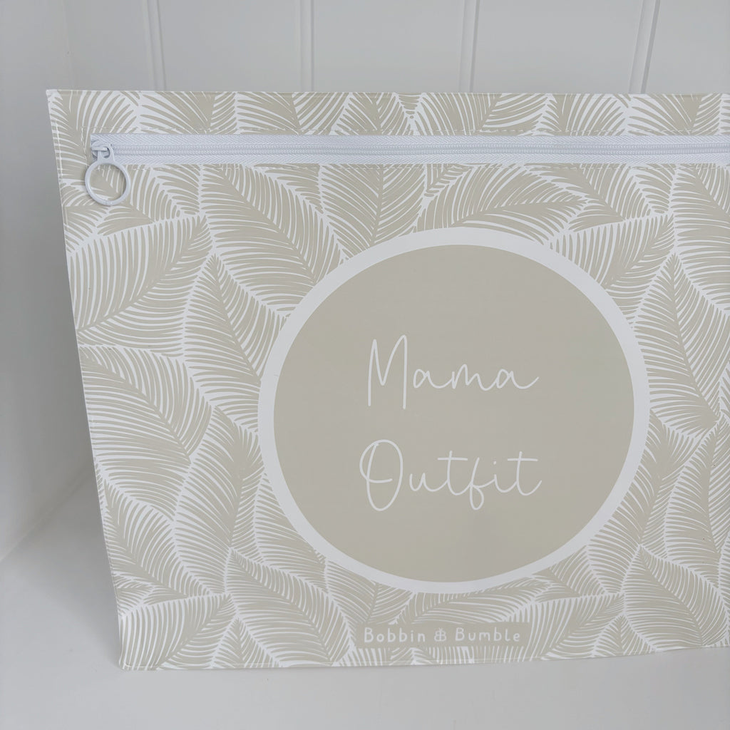 Hospital Bag Organiser Pouches - Unisex Beige Leaf Print