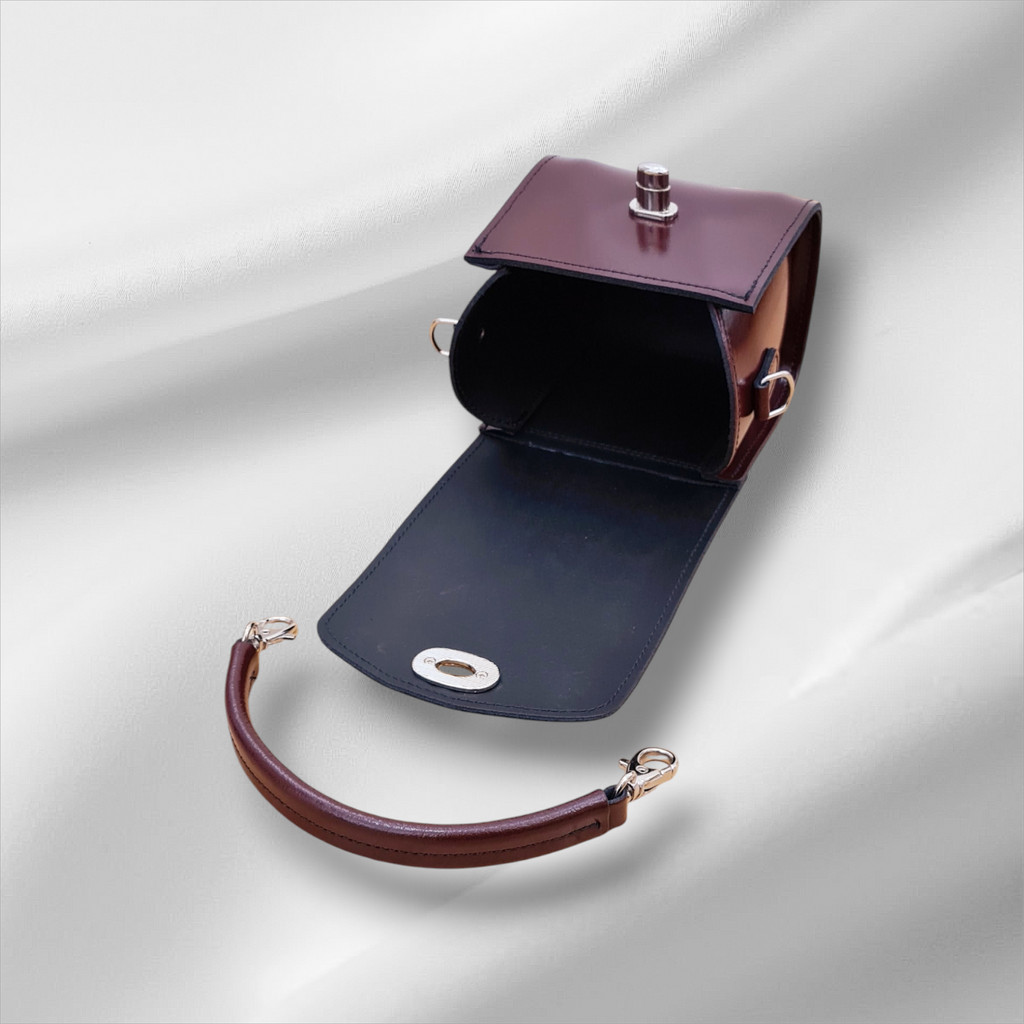 Handmade High Shine Leather Handbag in Marsala Red