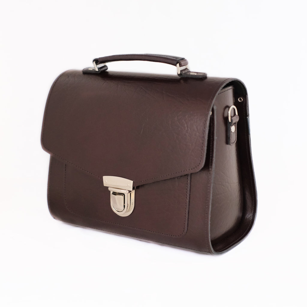 Handmade Leather Sugarcube Grande Bag in Marsala Red
