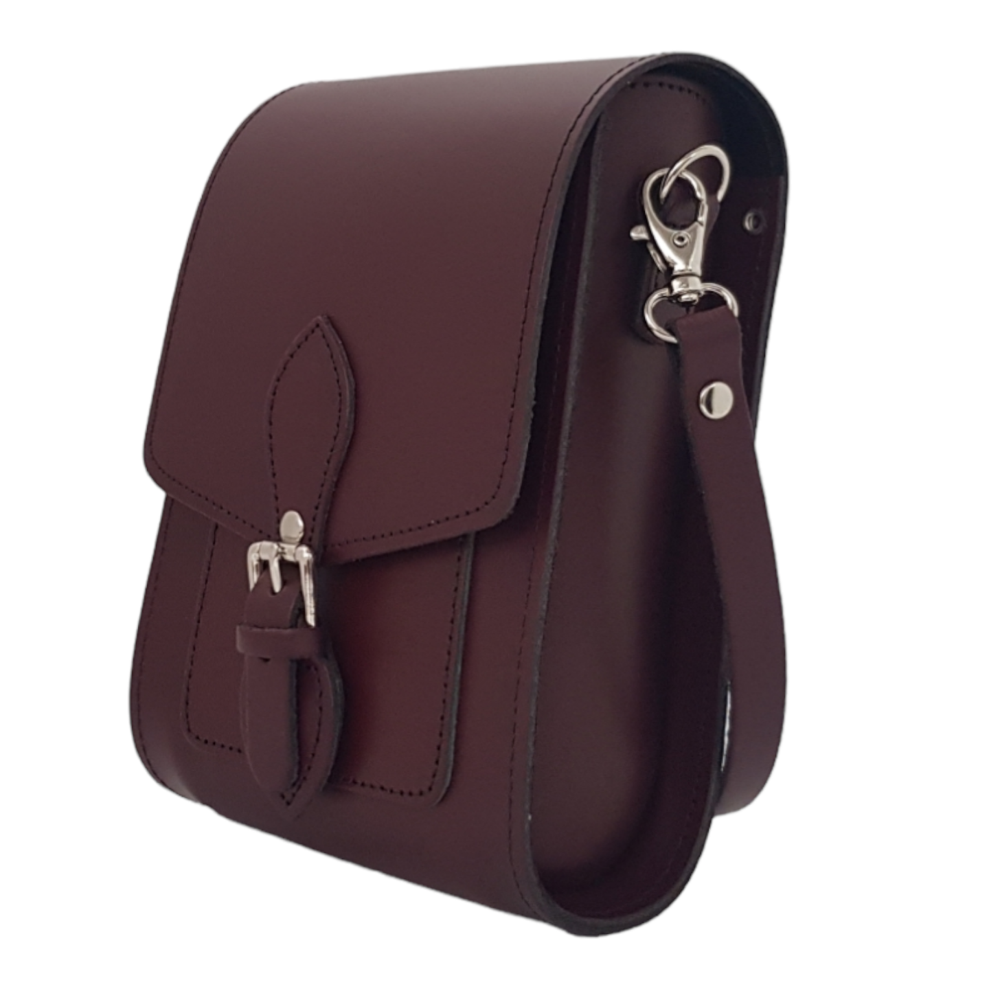 Handmade Leather Festival Phone Bag in Marsala Red