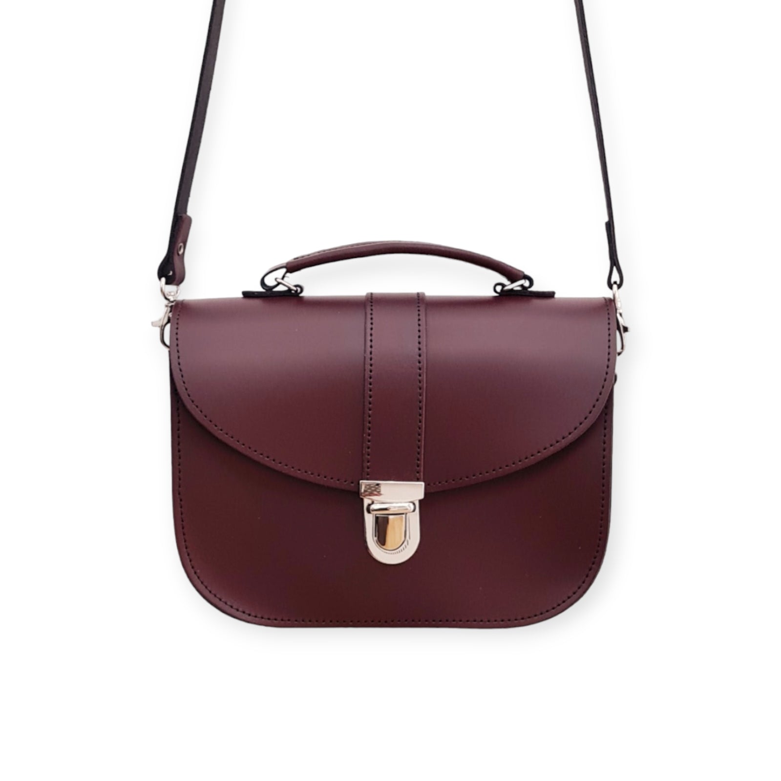 Handmade Leather Bag in Marsala Red