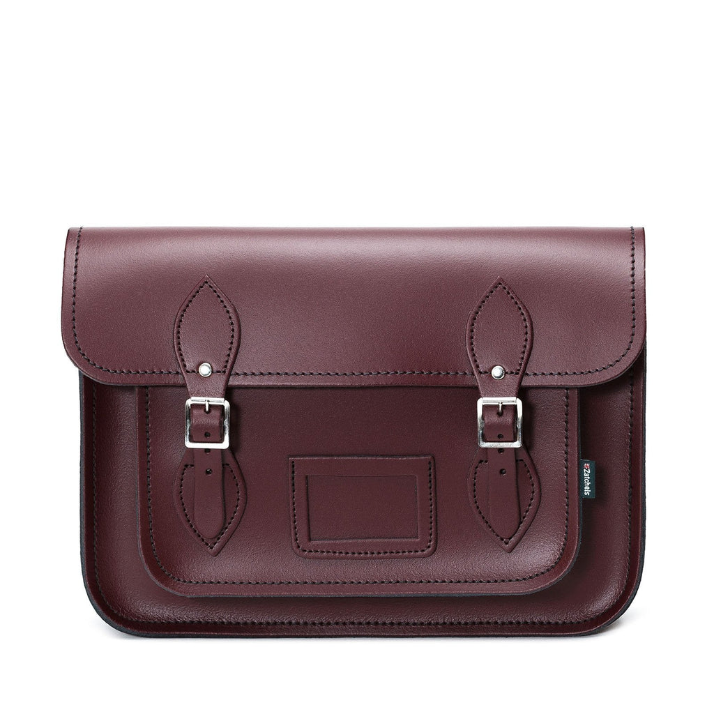 Handmade Leather Satchel in Marsala Red