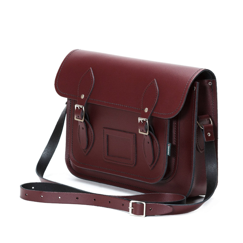 Handmade Leather Satchel in Marsala Red