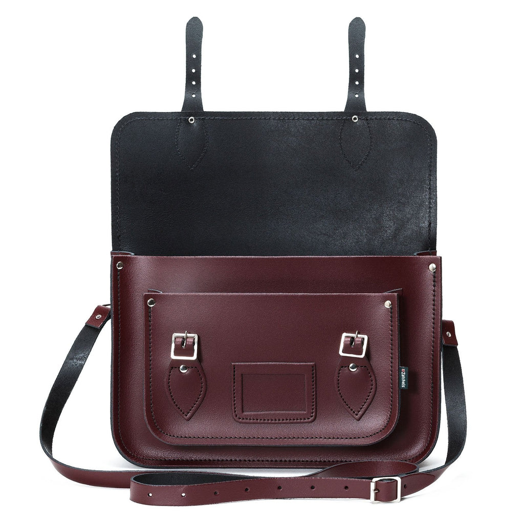 Handmade Leather Satchel in Marsala Red