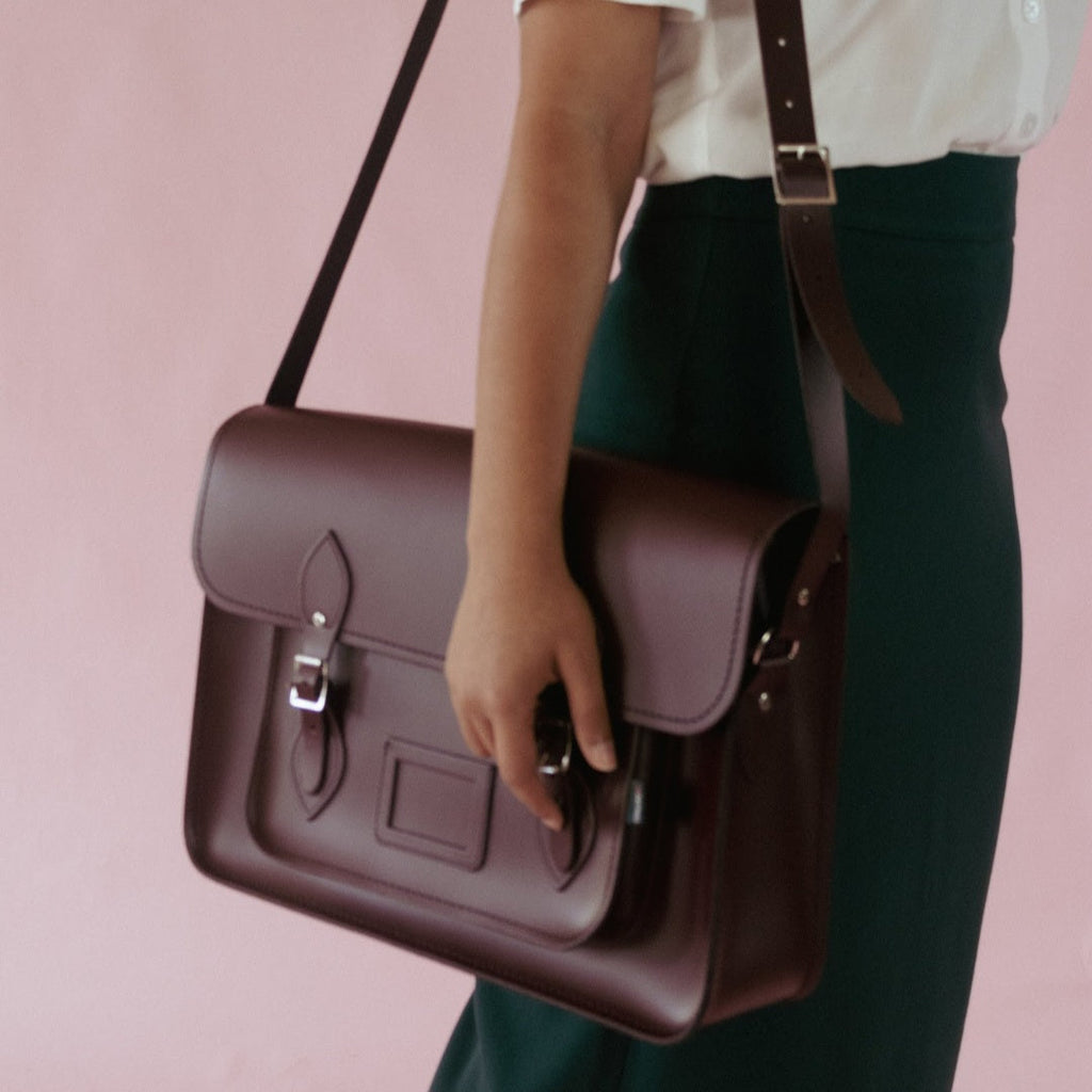 Handmade Leather Satchel in Marsala Red