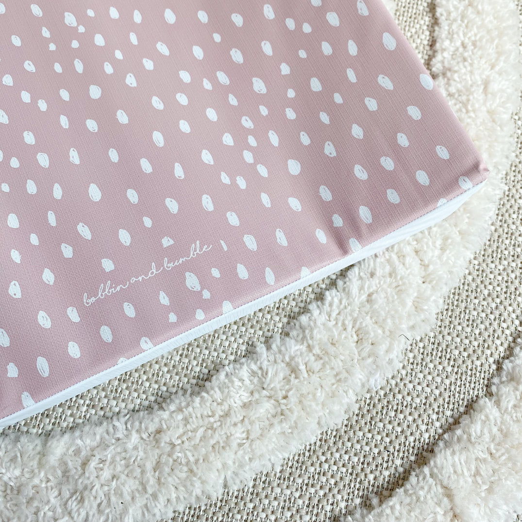 Anti-Roll Wedge Changing Mat - Dusky Pink Spotty Print