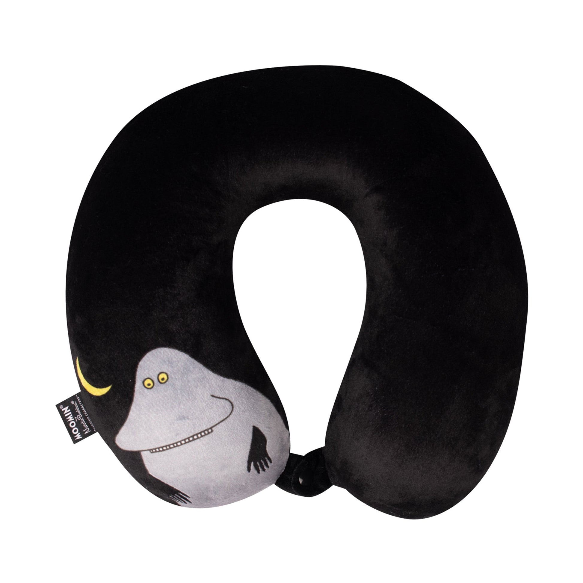 bold black gorke memory foam travel pillow on a sleek carry-on bag