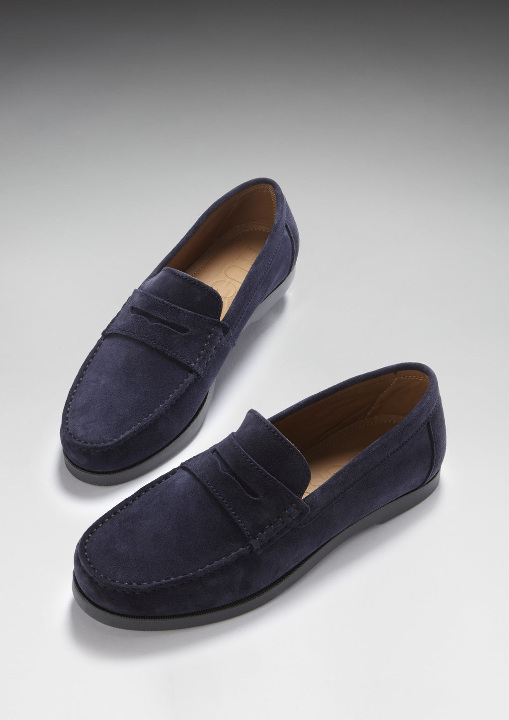 Navy Blue Suede Boat Loafers