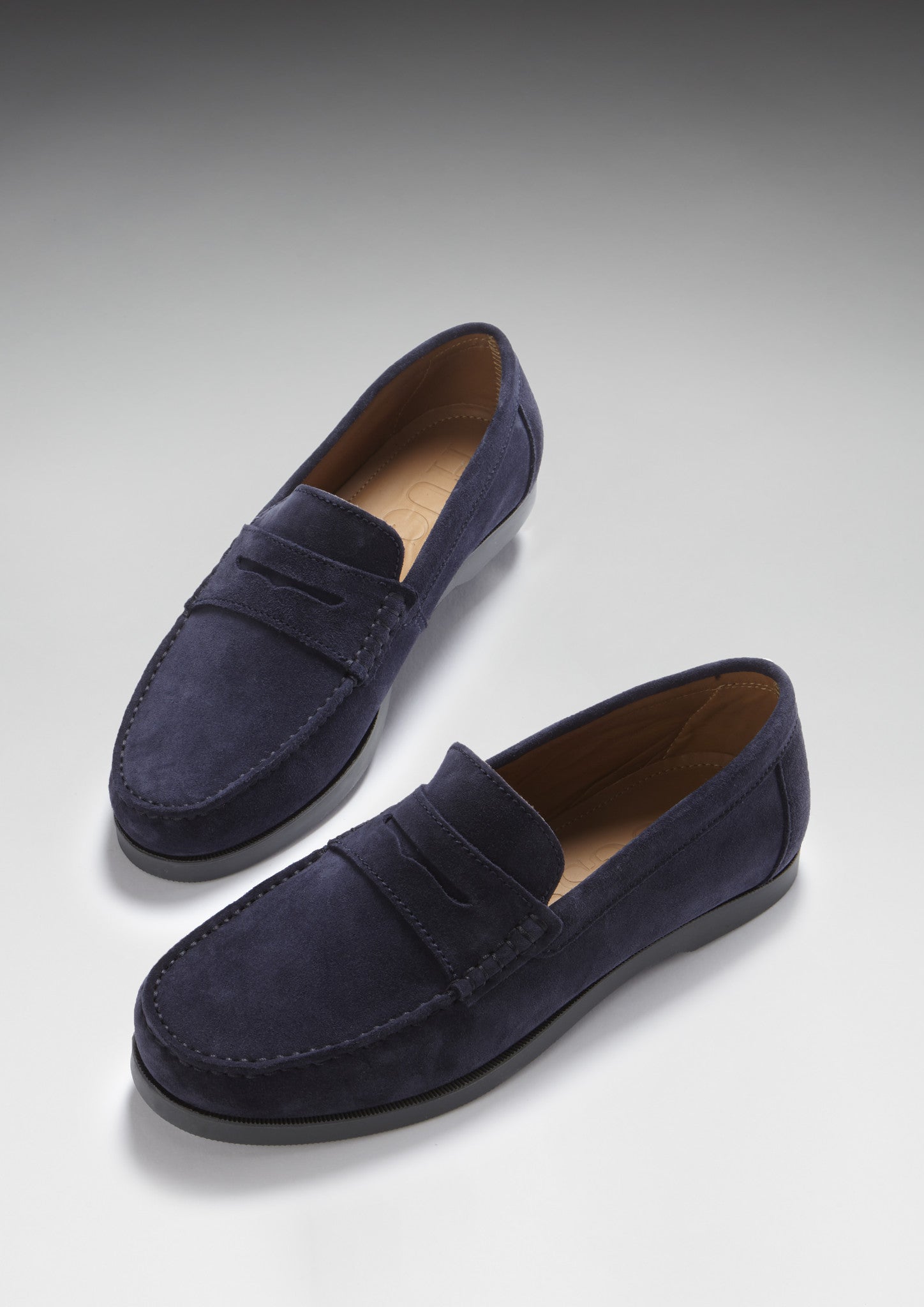 Navy Blue Suede Boat Loafers