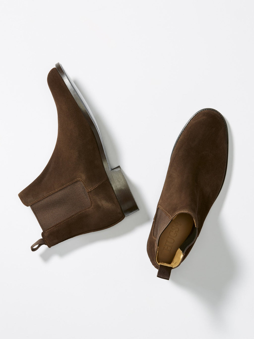 Brown Suede Chelsea Boots with Leather Sole