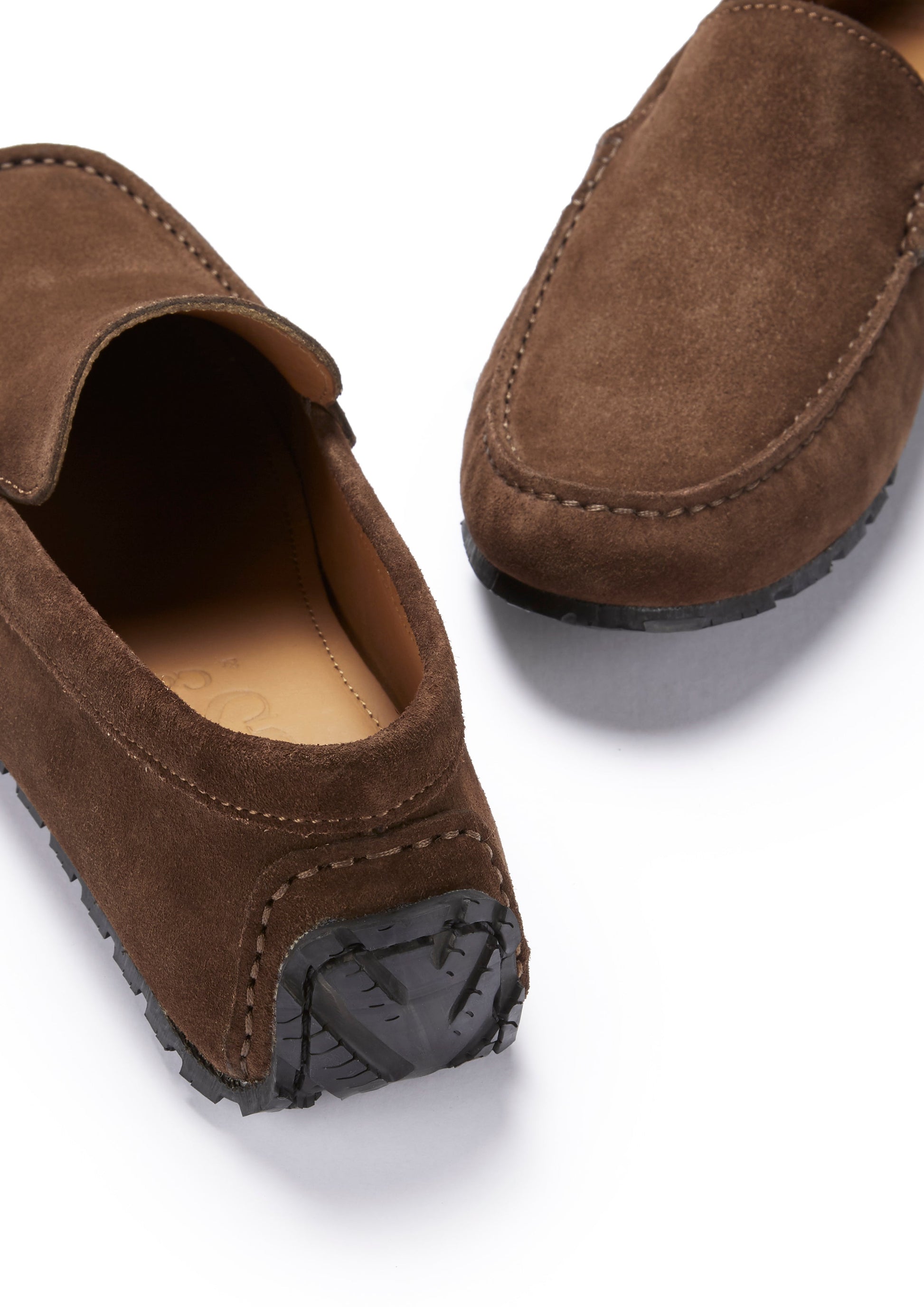 Brown Suede Driving Loafers with Recycled Sole