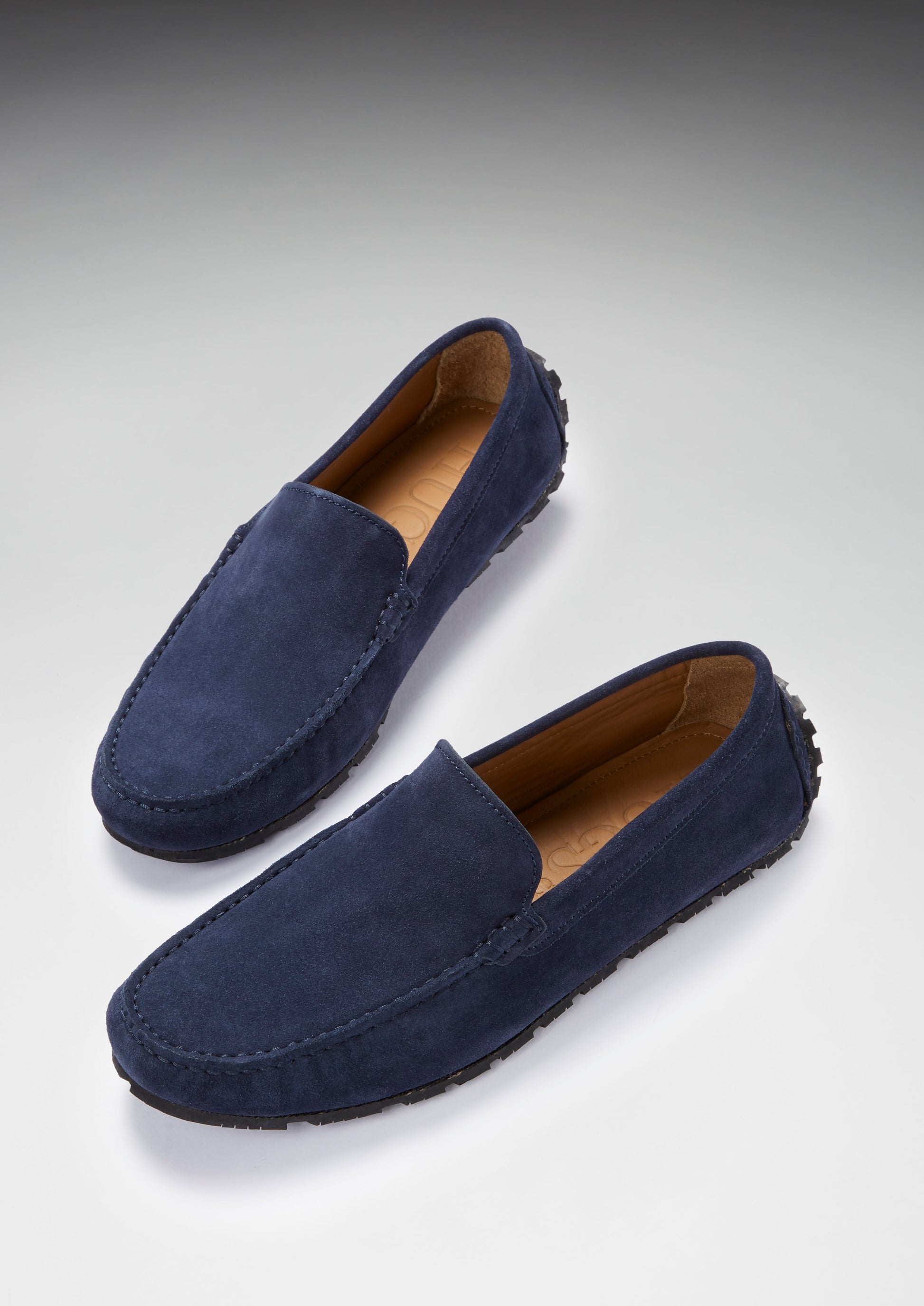 Navy Blue Suede Driving Loafers