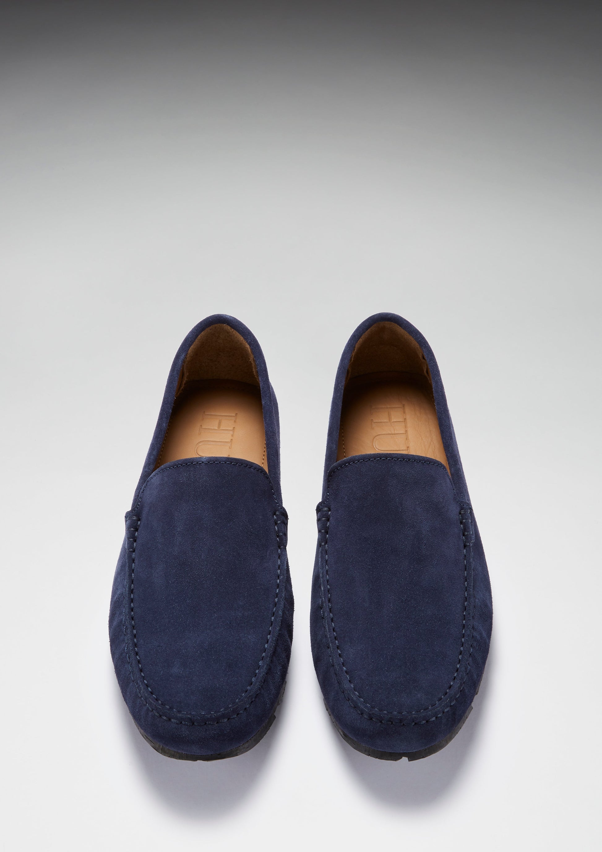 Navy Blue Suede Driving Loafers