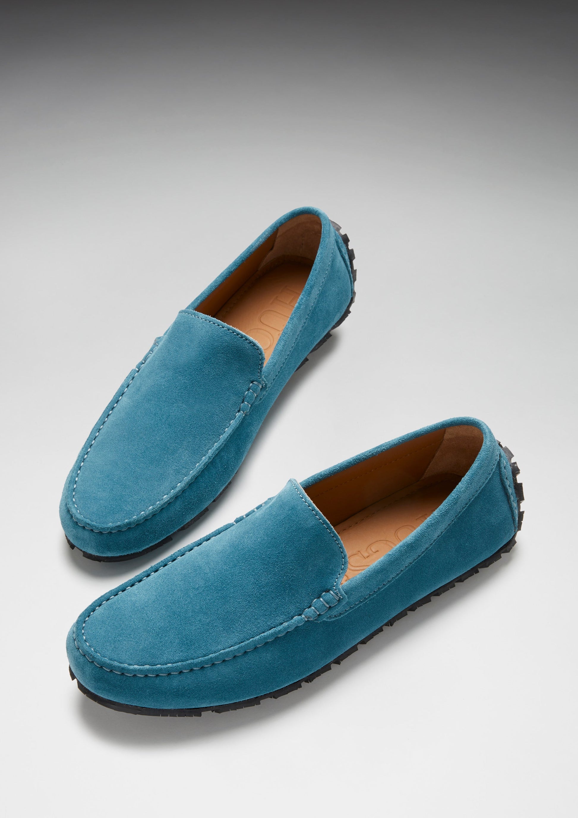 Petrol Blue Suede Driving Loafers