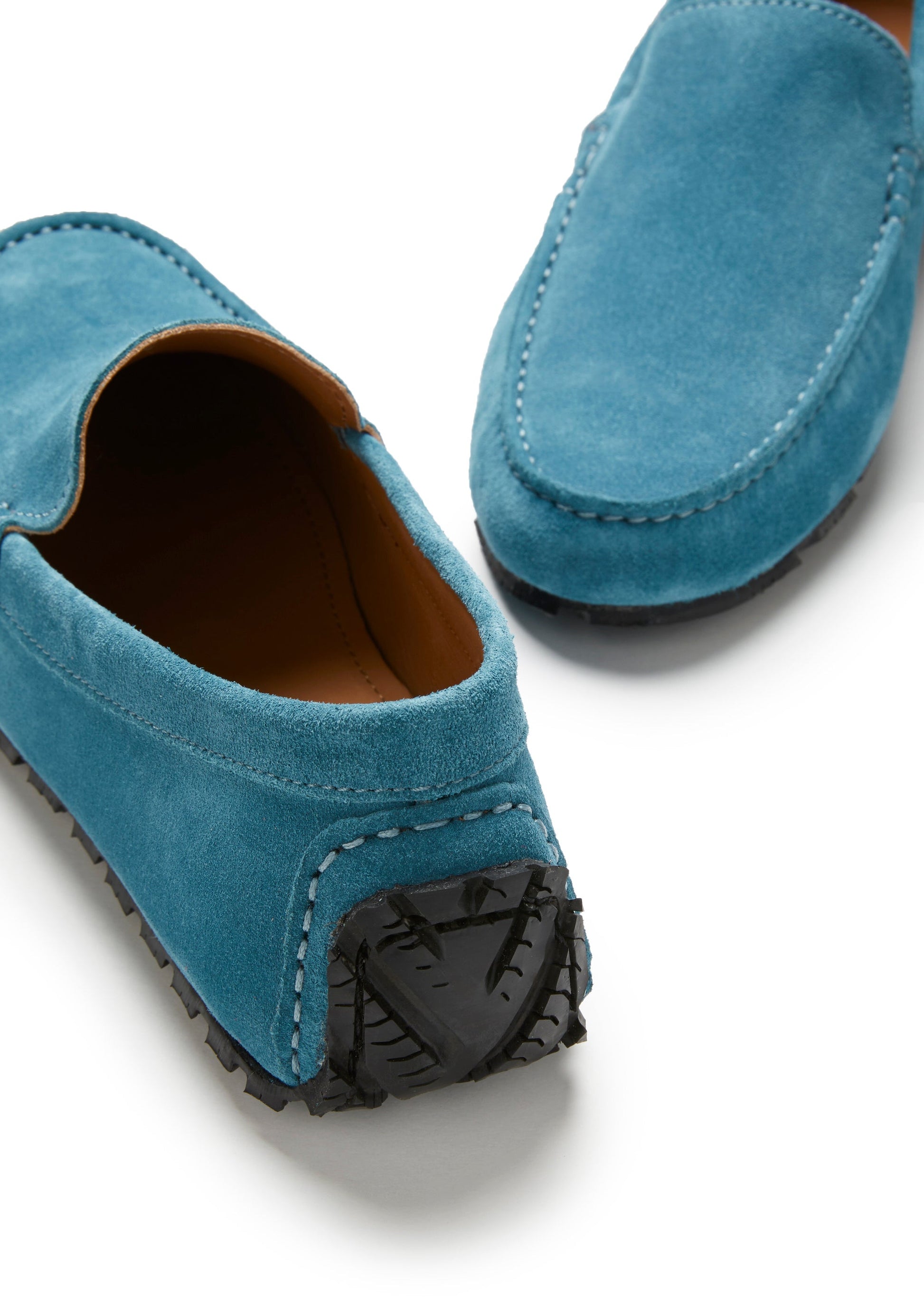 Petrol Blue Suede Driving Loafers