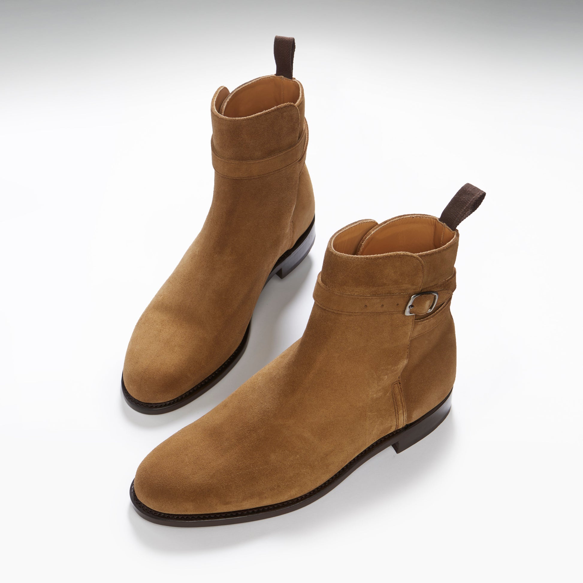 Tobacco Suede Jodhpur Boots with Welted Leather Sole
