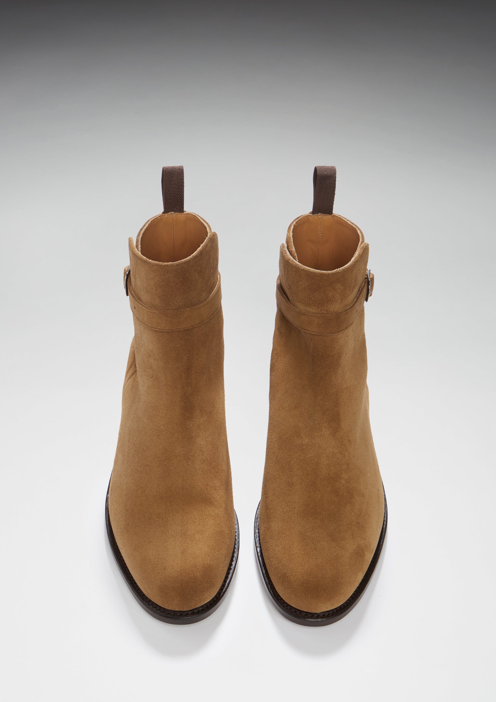 Tobacco Suede Jodhpur Boots with Welted Leather Sole