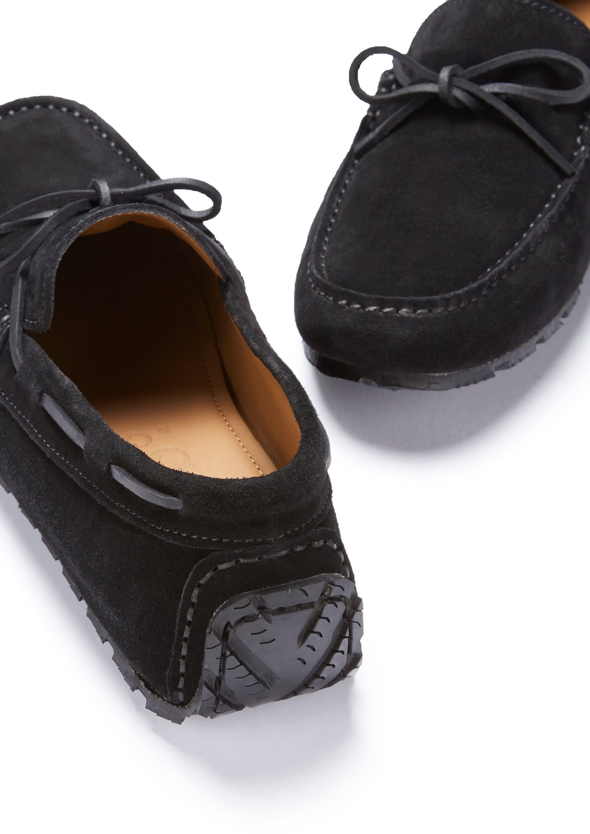 Black Suede Tyre Sole Laced Driving Loafers