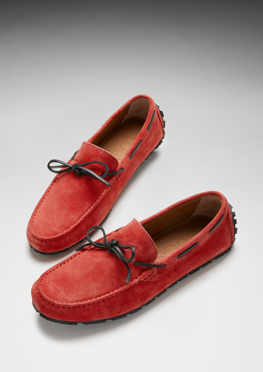 Red Suede Driving Loafers with Recycled Tyre Sole
