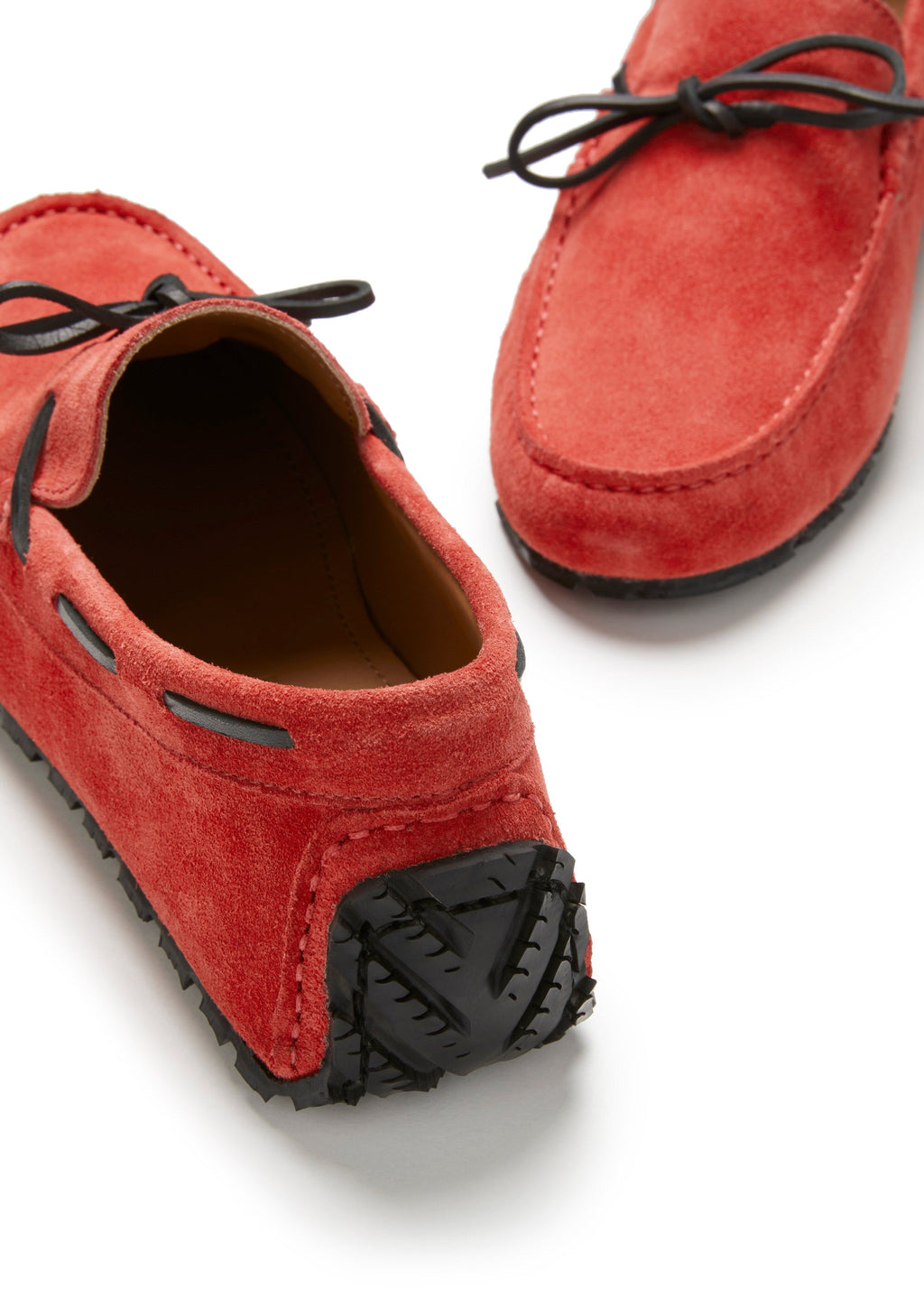 Red Suede Driving Loafers with Recycled Tyre Sole