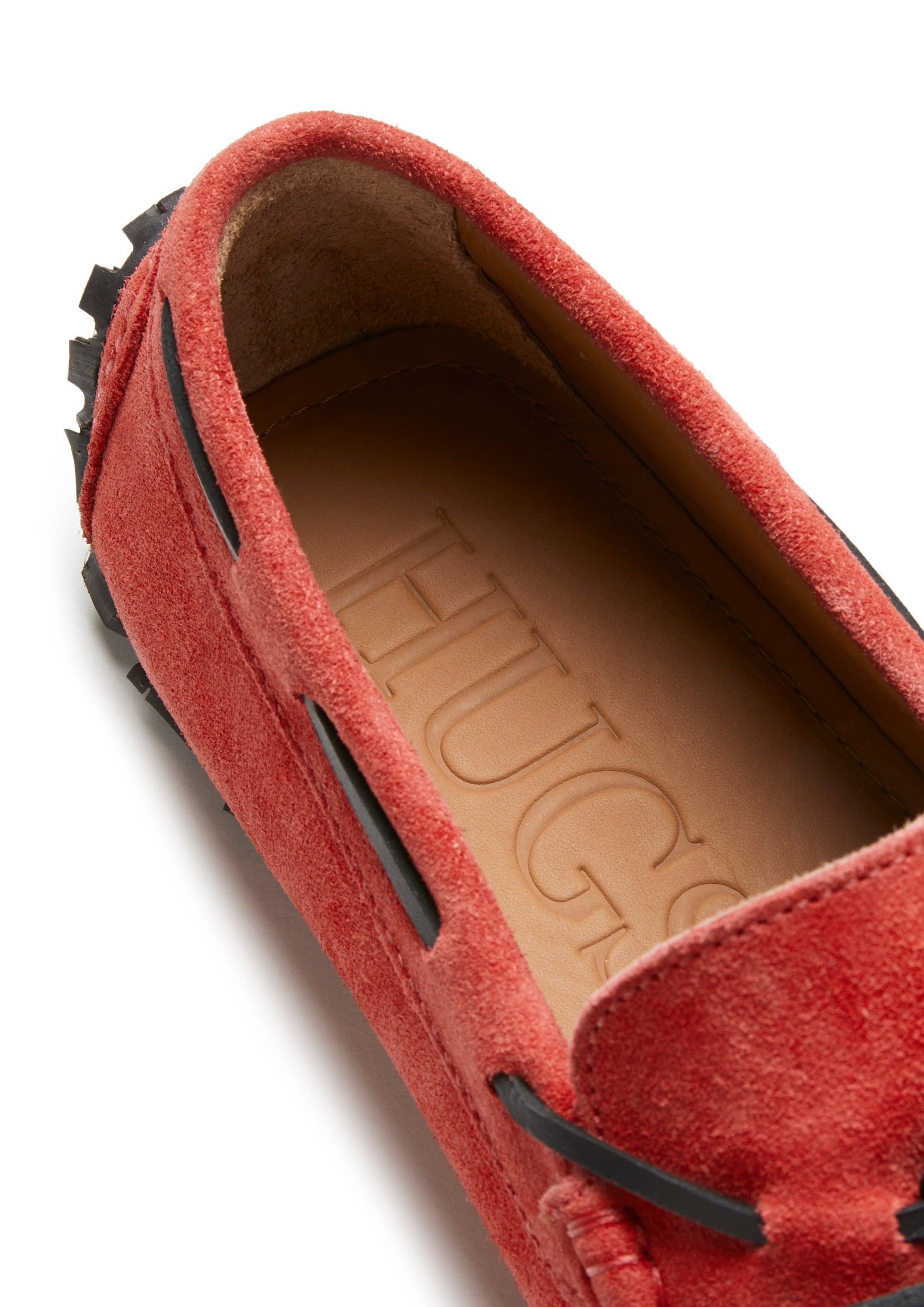 Red Suede Driving Loafers with Recycled Tyre Sole