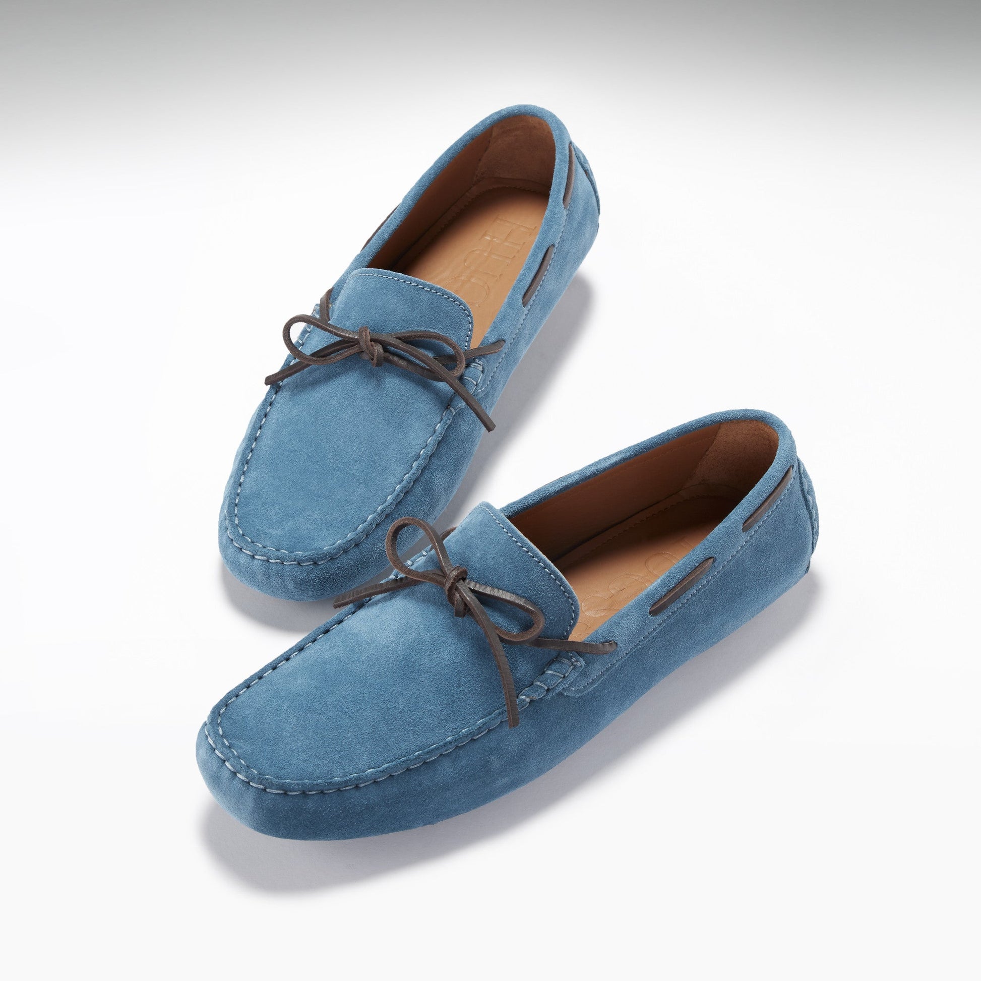 Petrol Blue Suede Laced Driving Loafers