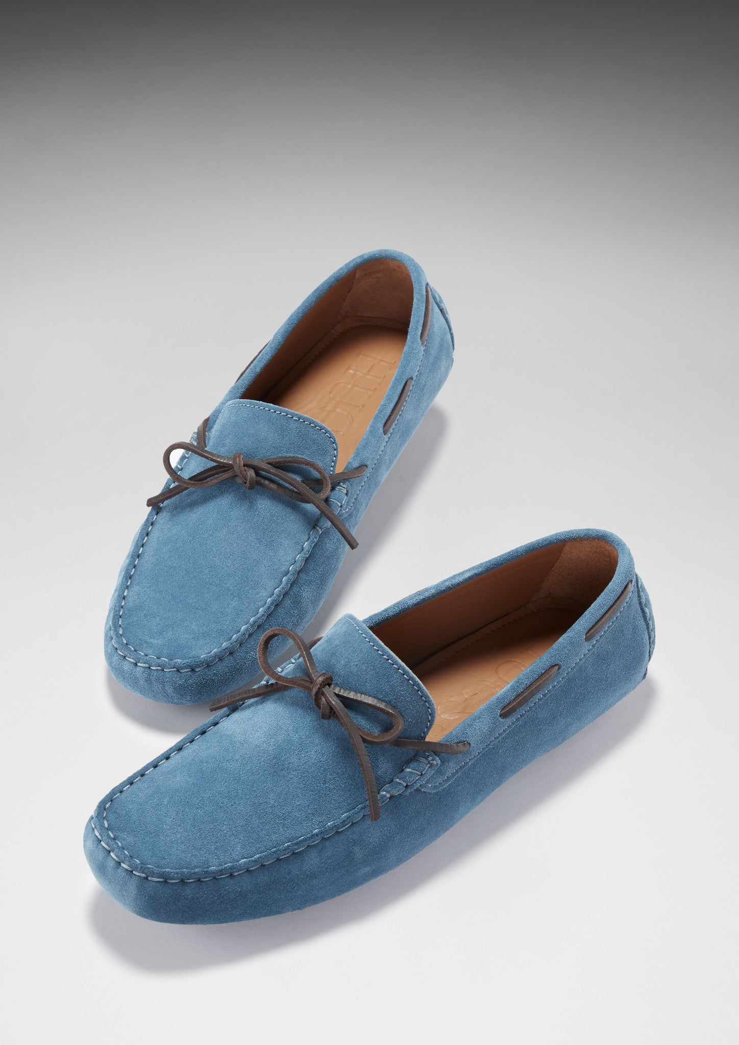 Petrol Blue Suede Laced Driving Loafers