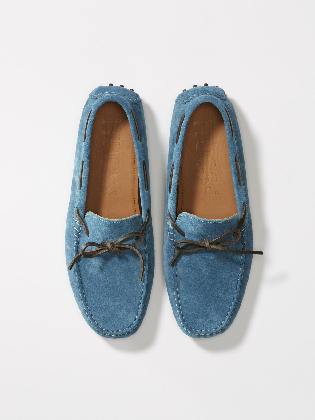 Petrol Blue Suede Laced Driving Loafers