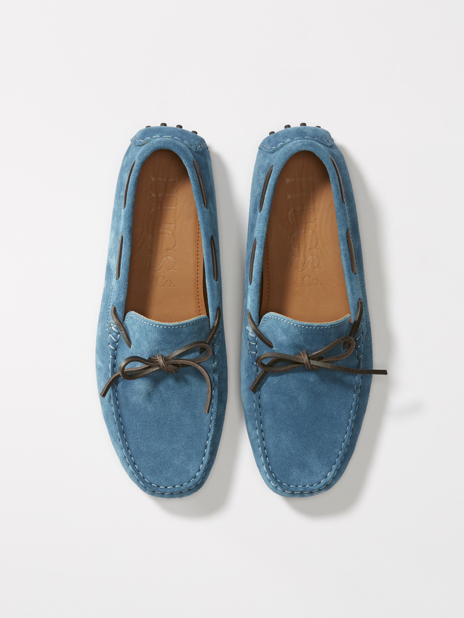 Petrol Blue Suede Laced Driving Loafers