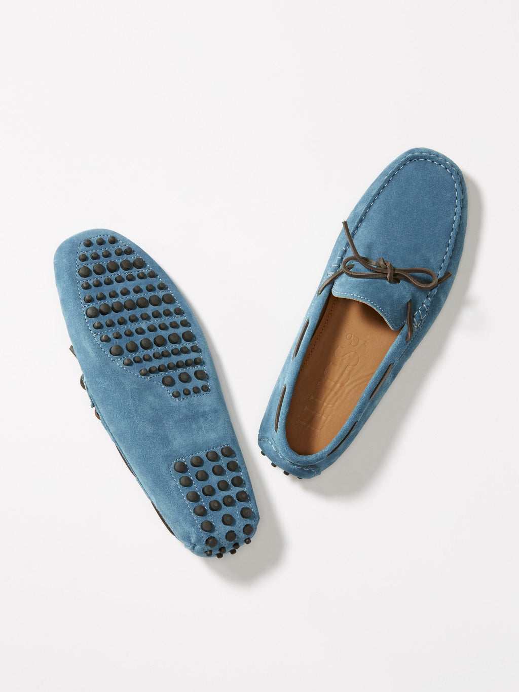 Petrol Blue Suede Laced Driving Loafers
