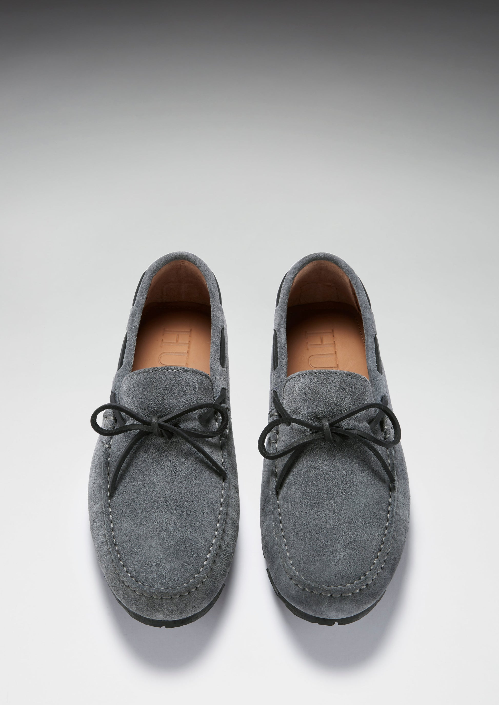 Slate Grey Suede Tyre Sole Laced Driving Loafers