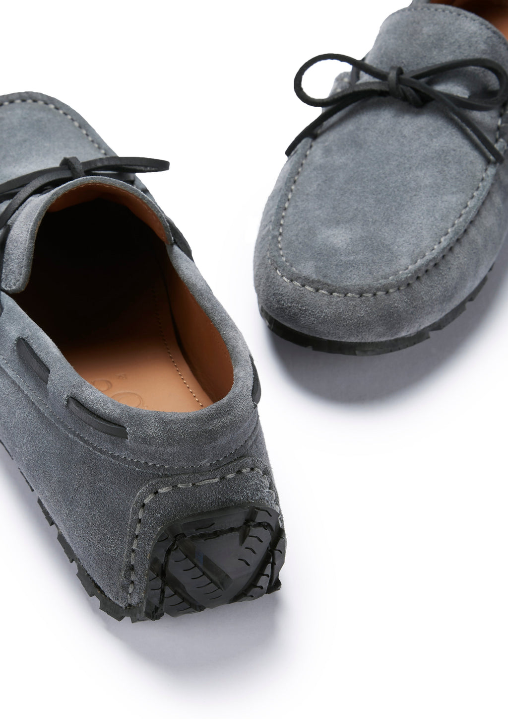 Slate Grey Suede Tyre Sole Laced Driving Loafers