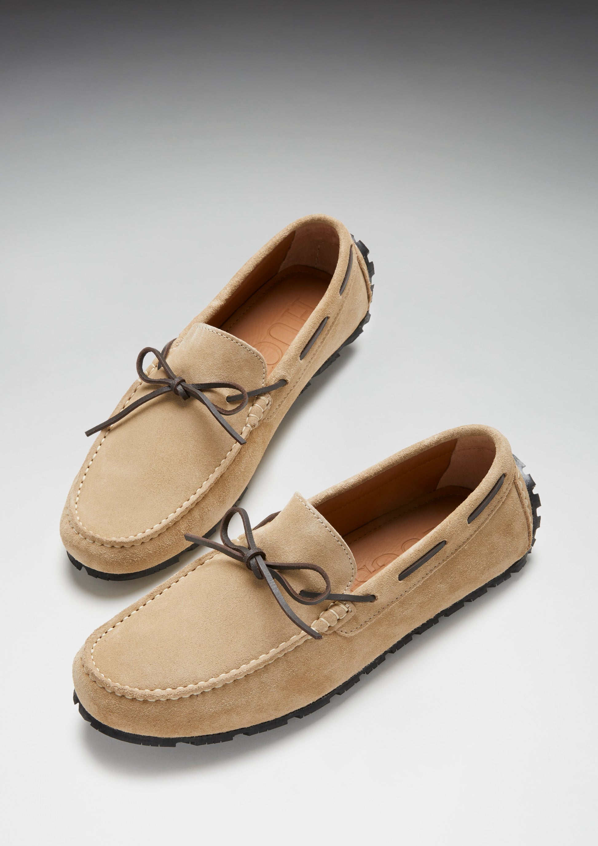 Taupe Suede Driving Loafers with Recycled Tyre Sole