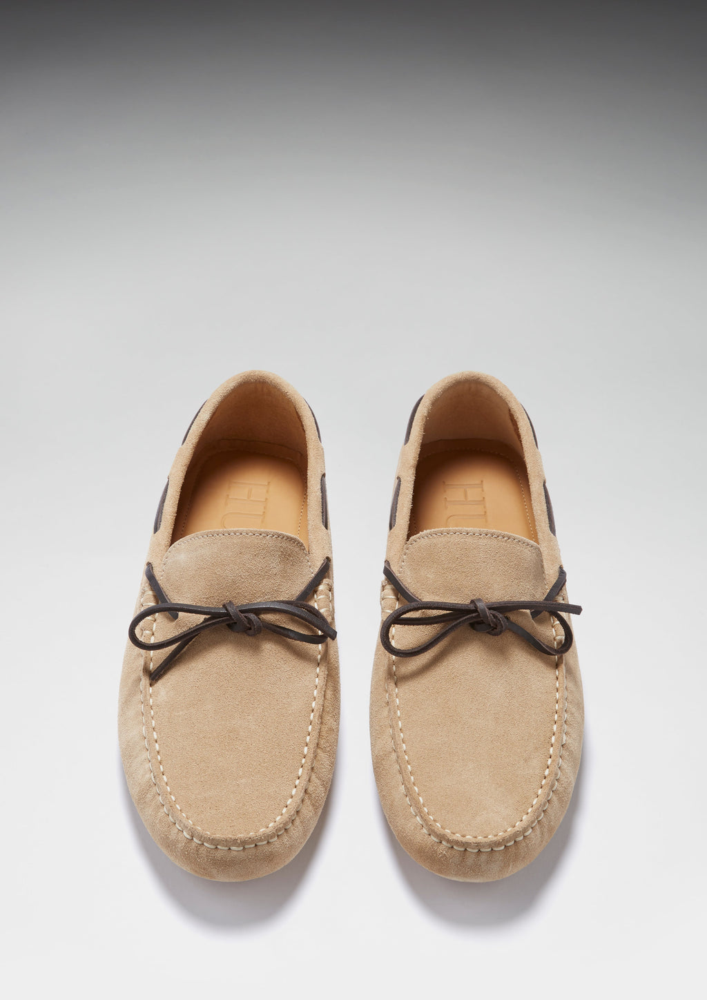 Taupe Suede Laced Driving Loafers