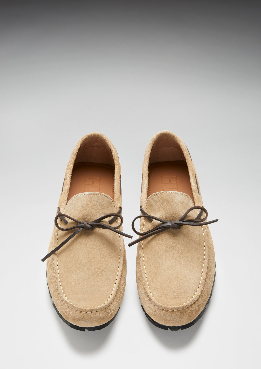 Taupe Suede Driving Loafers with Recycled Tyre Sole