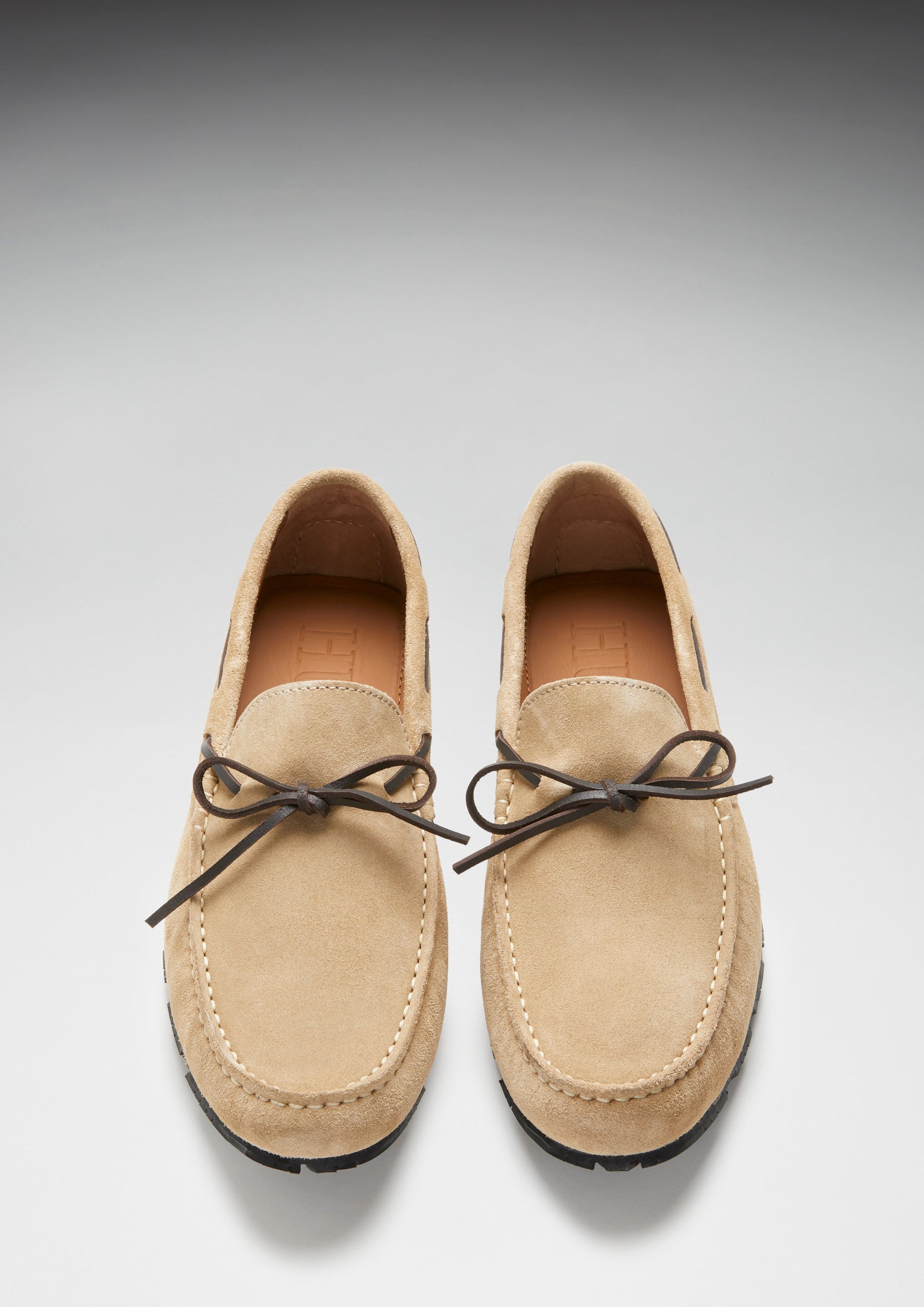 Taupe Suede Driving Loafers with Recycled Tyre Sole
