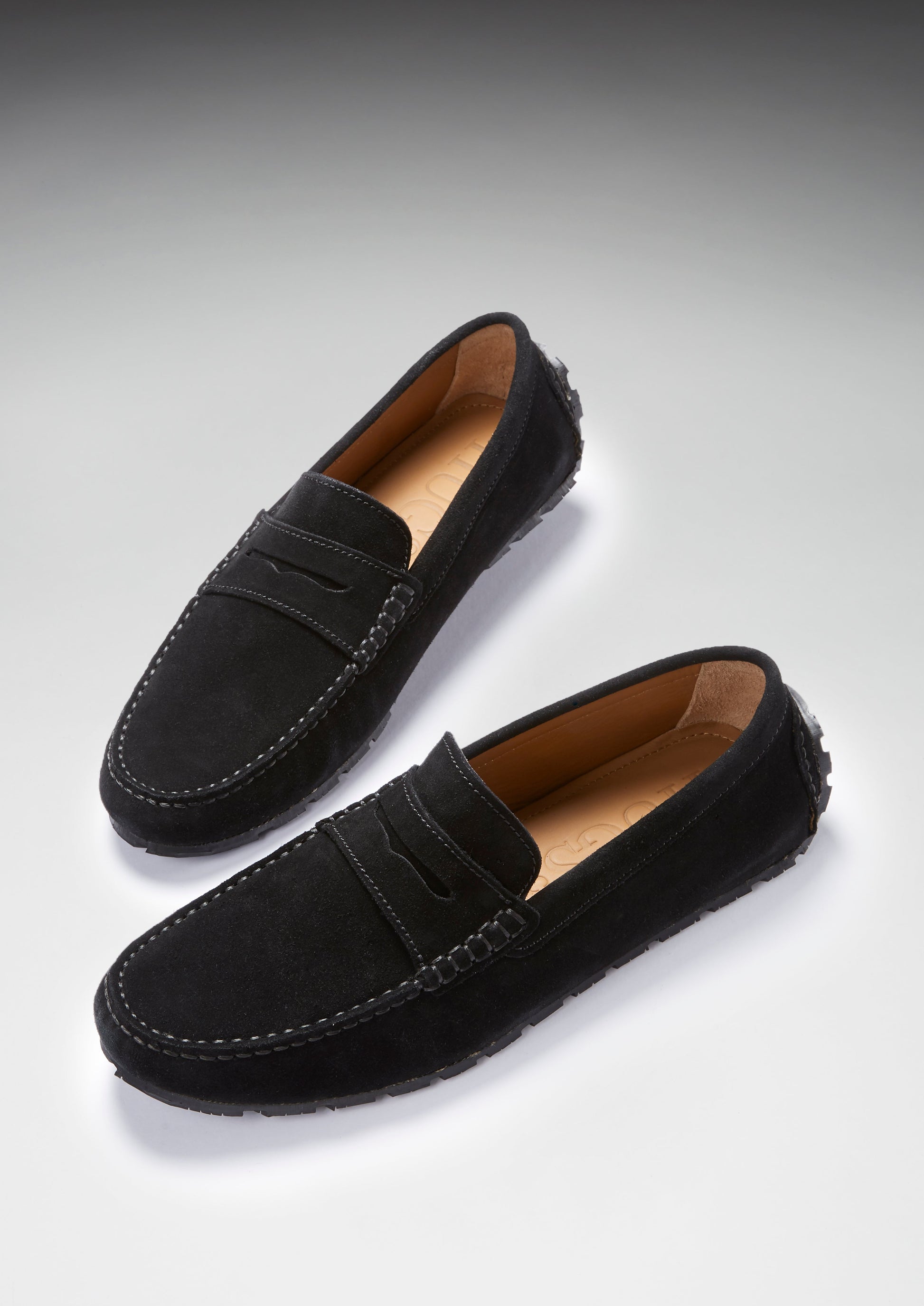 Black Suede Penny Driving Loafers