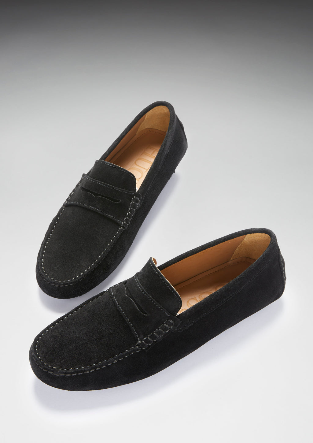 Penny Black Suede Driving Loafers