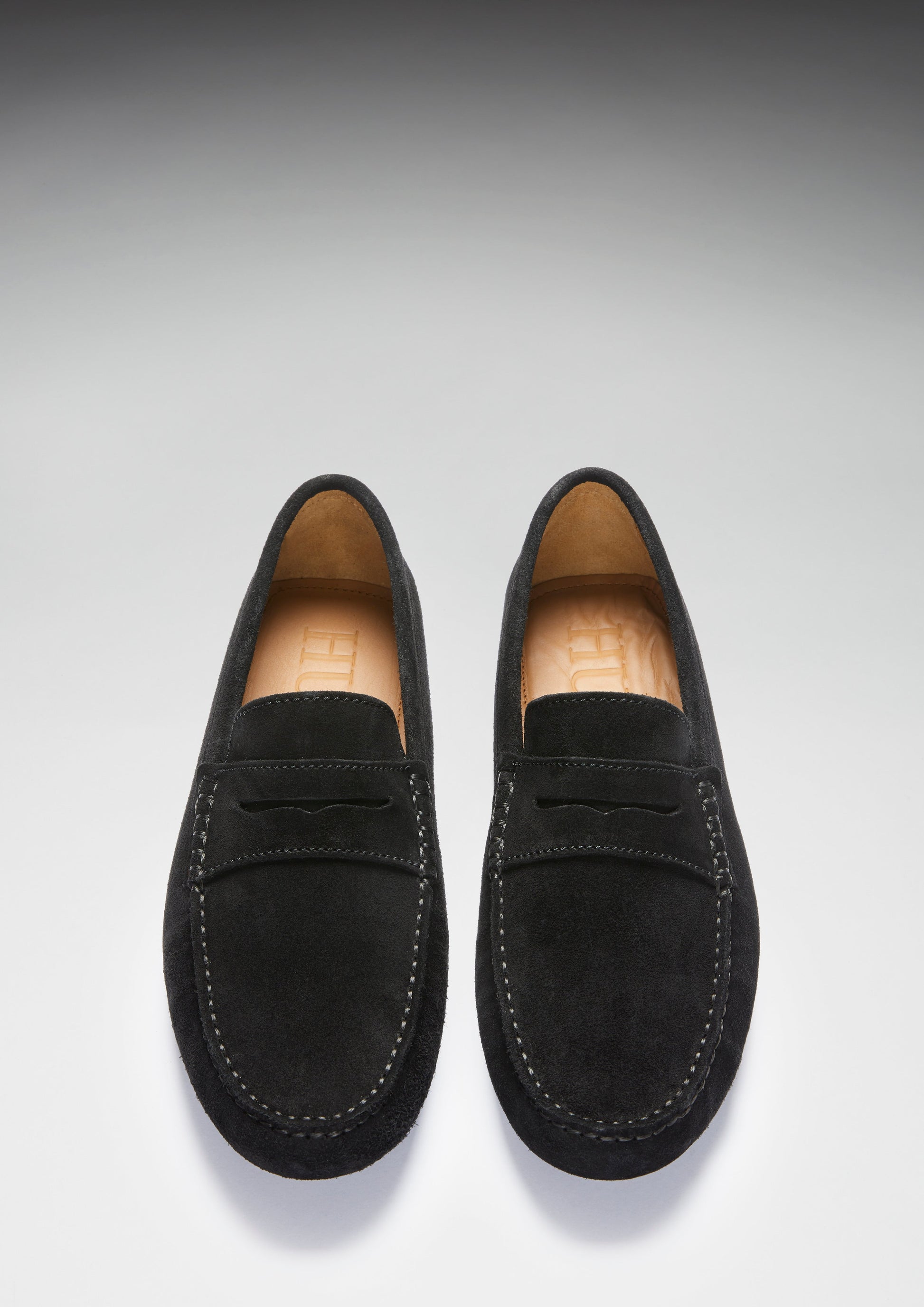 Penny Black Suede Driving Loafers